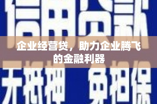 涧西企业经营贷，助力企业腾飞的金融利器
