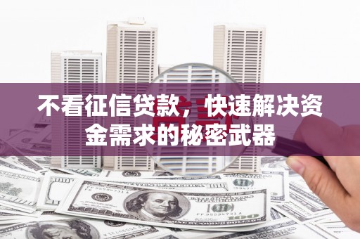 西陵不看征信贷款，快速解决资金需求的秘密武器