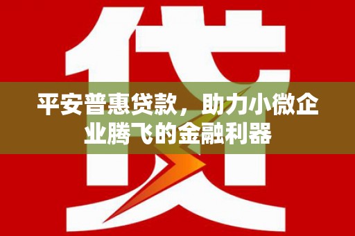上饶平安普惠贷款，助力小微企业腾飞的金融利器