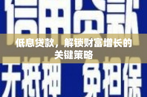 东光低息贷款，解锁财富增长的关键策略