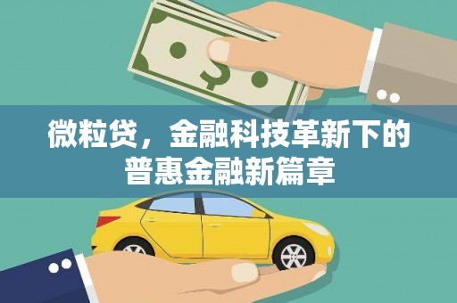 东风微粒贷，金融科技革新下的普惠金融新篇章